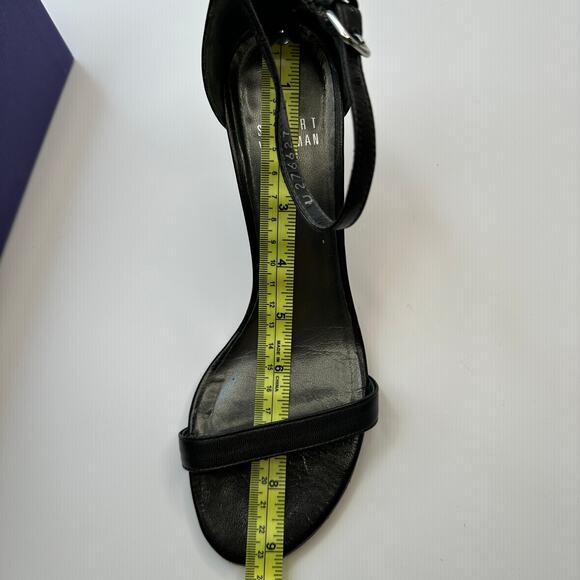 Stuart Weitzman $475 Nunaked Curve 75mm Sandal Heel Black Leather Size 6 M - Picture 9 of 16